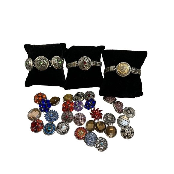 Gingersnaps Jewelry Ginger Snap Bracelet Silver Tone 3 2 Snaps